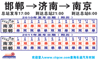 邯郸（西站）到南京名片正面