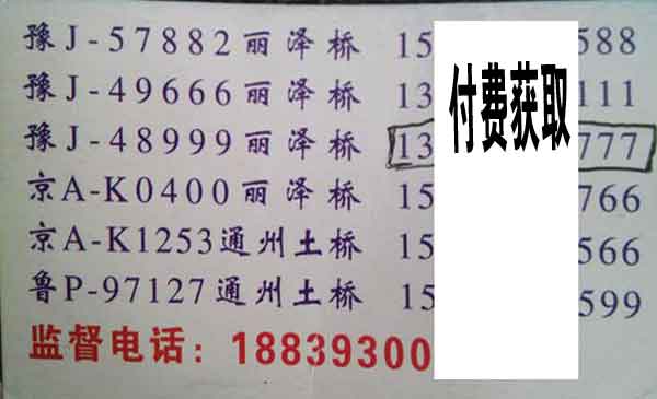 范县到北京名片正面