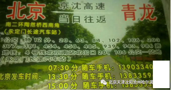 青龙到北京名片正面